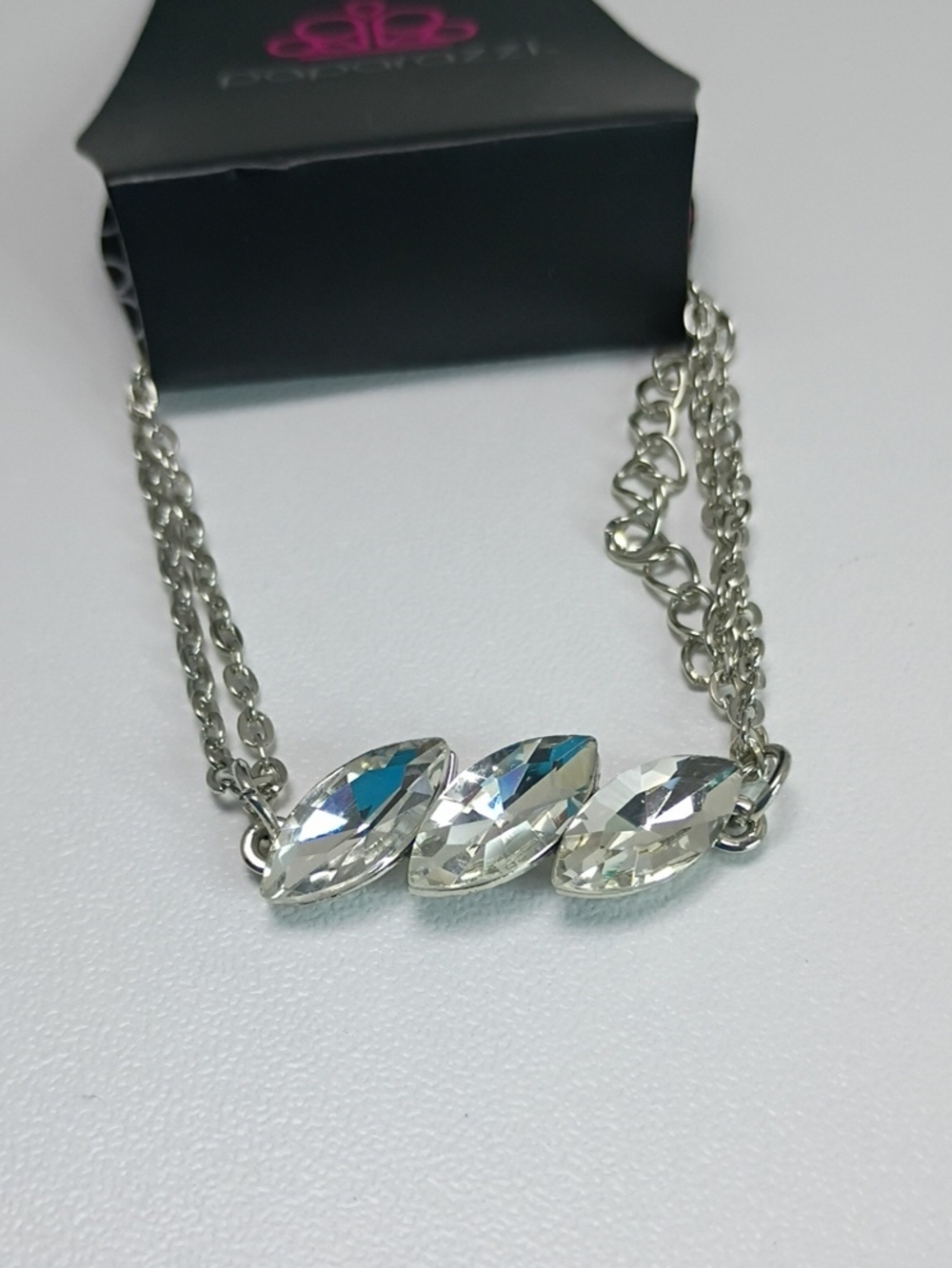 Paparazzi Silver Clear Marquise Crystal Trio Bracelet